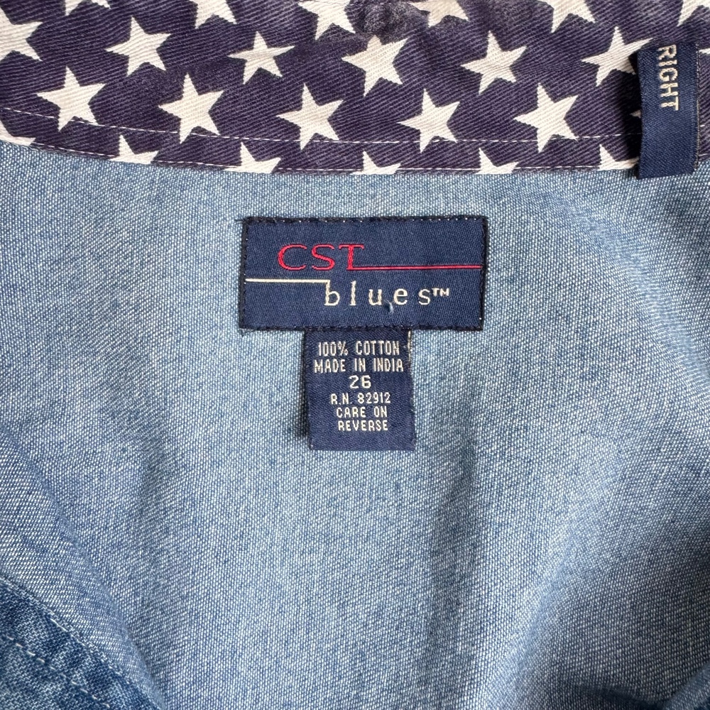 Vintage 90's Denim‎ Womens Shirt Size 26 American Flag Embroidered Bear USA - Picture 5 of 6